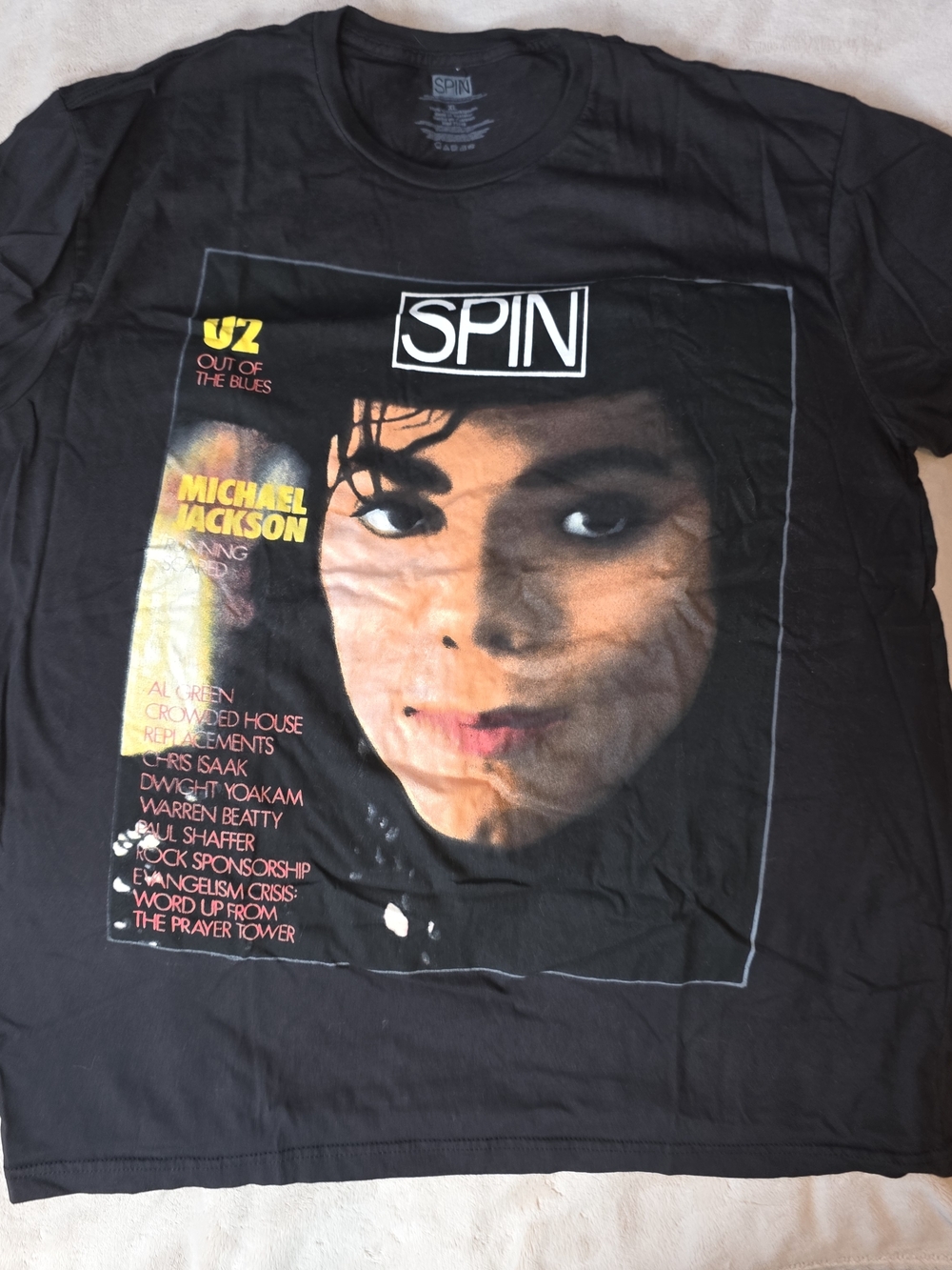 Michael Jackson Spin Magazine Cover Black Graphic T-Shirt XL